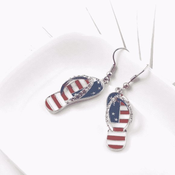 Freedom & Flip Flop American Flag Earrings - Picture 5 of 6